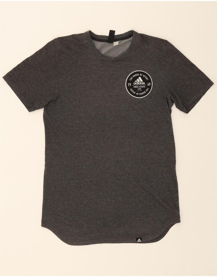 ADIDAS Mens Graphic T-Shirt Top Medium Grey Vintage Adidas and Second-Hand Adidas from Messina Hembry 