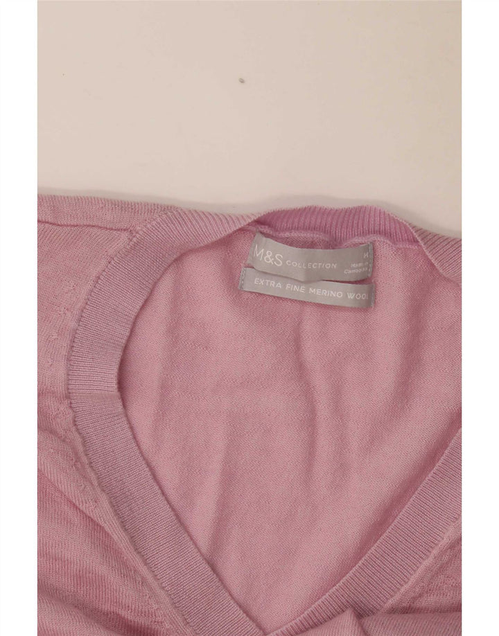 Marks & Spencer Suéter tipo jersey de gran tamaño con cuello en V para mujer UK 44 Rosa mediano