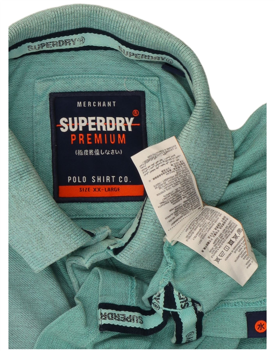 Superdry Polo Hombre 2XL Algodón Turquesa
