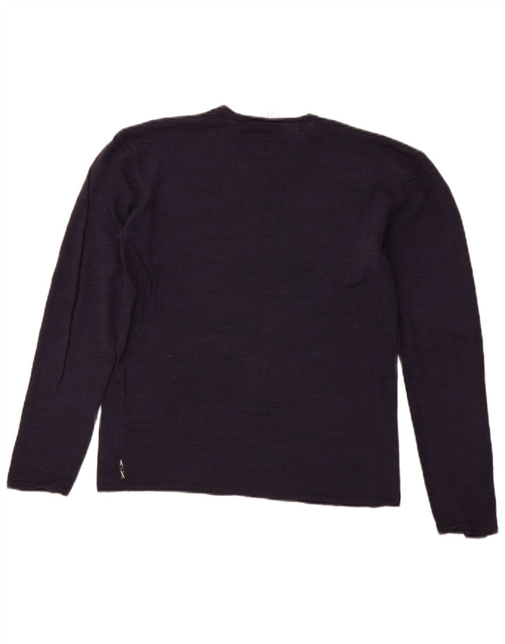 ARMANI EXCHANGE Suéter con cuello en V para mujer UK 12 Medium Azul marino