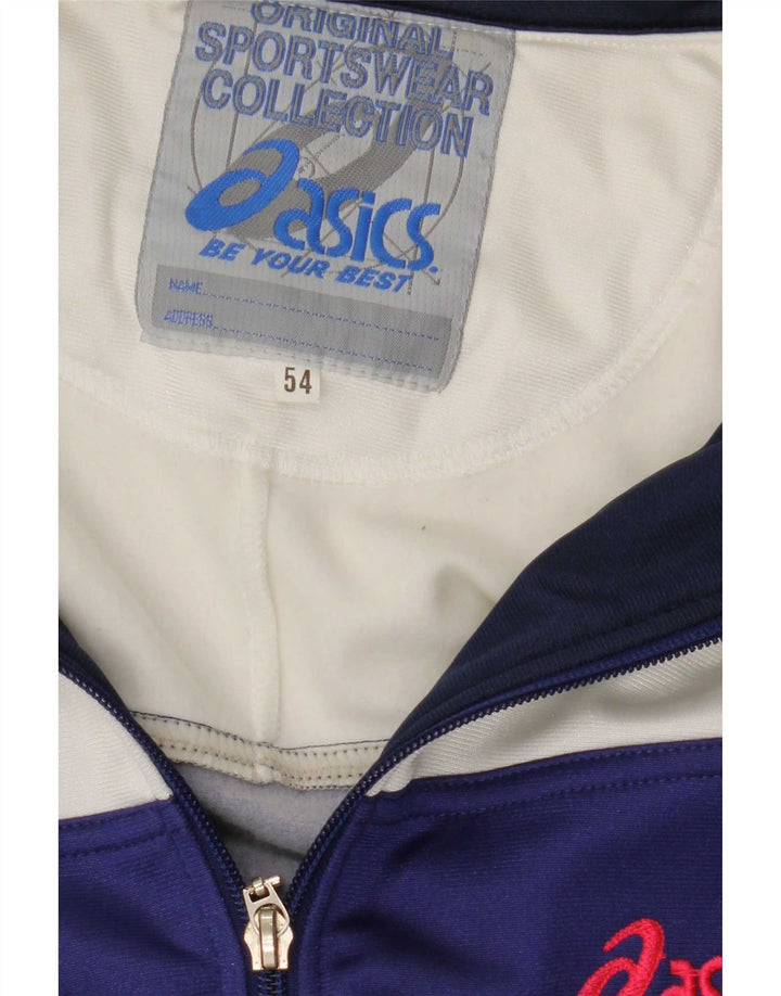 Asics Chaqueta superior de chándal gráfico para hombre IT 54 XL Bloque de color azul