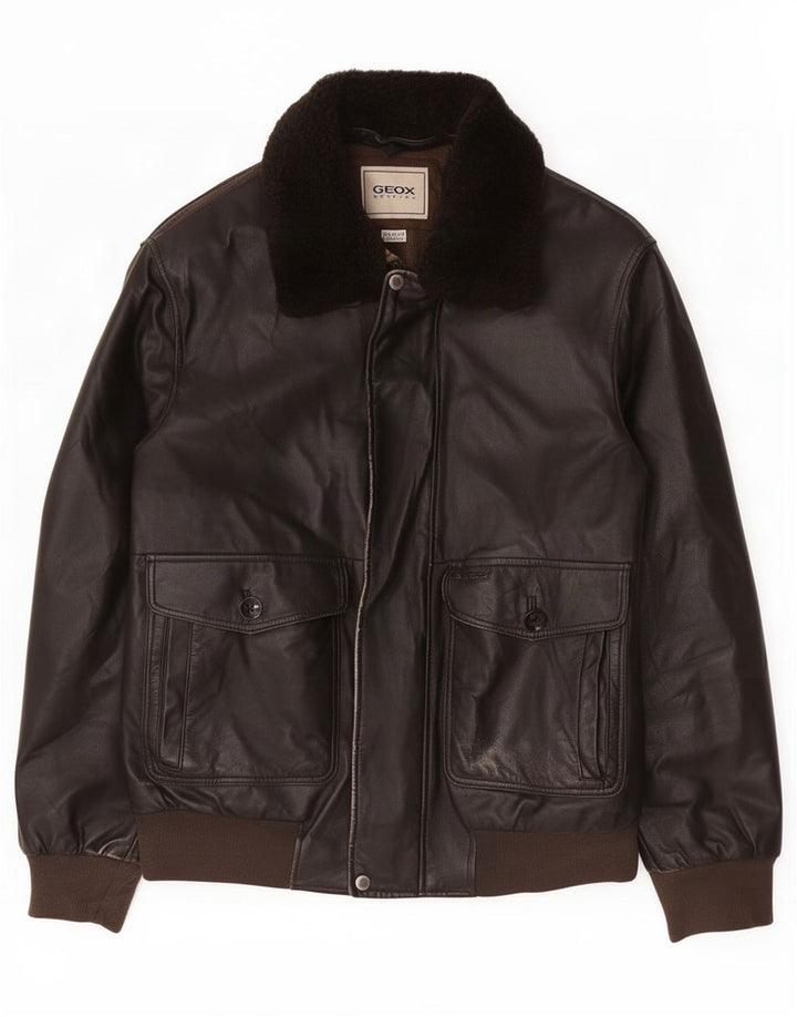 Chaqueta de cuero para hombre Geox UK 44 2XL Marrón
