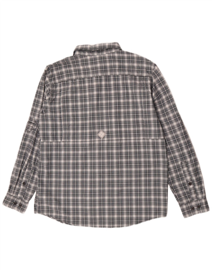Camisa Columbia Para Hombre Nylon A Cuadros Gris Grande