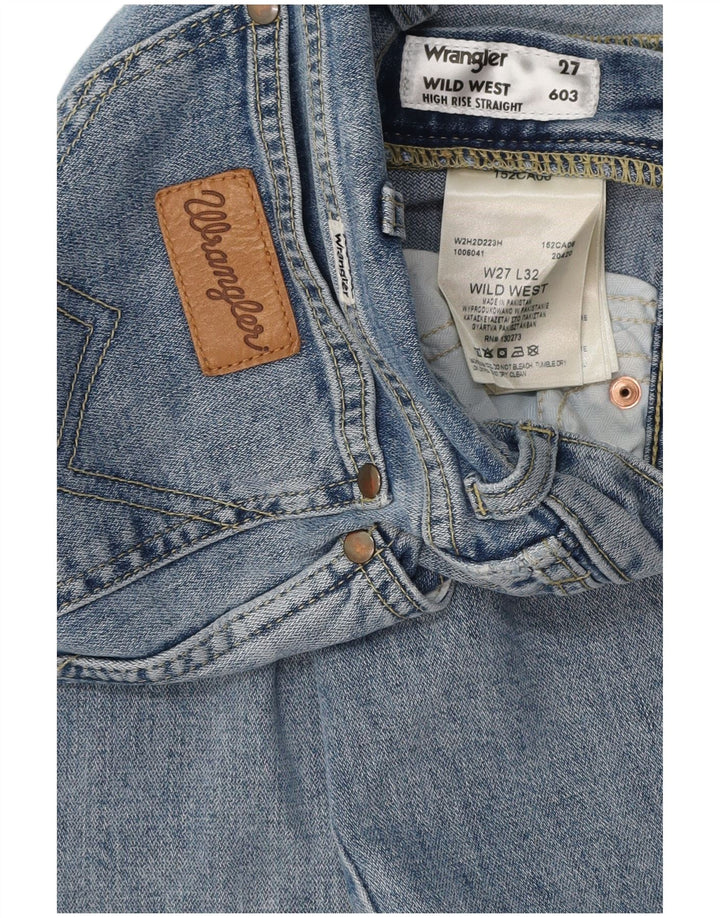 WRANGLER Vaqueros rectos de talle alto del salvaje oeste para mujer W27 L27 Algodón azul