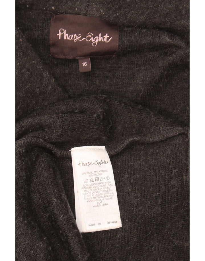 Phase Eight Suéter tipo cárdigan largo para mujer UK 46 Large Lana negra