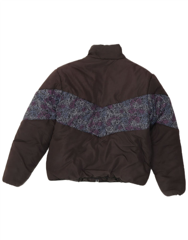 Fila Chaqueta acolchada holgada para mujer UK 44 Mediana Poliéster Paisley negro