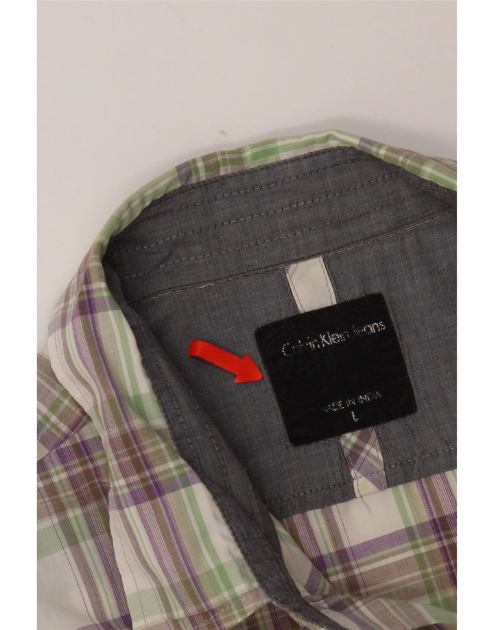 Camisa Calvin Klein Jeans Hombre Grande Cuadros Multicolores