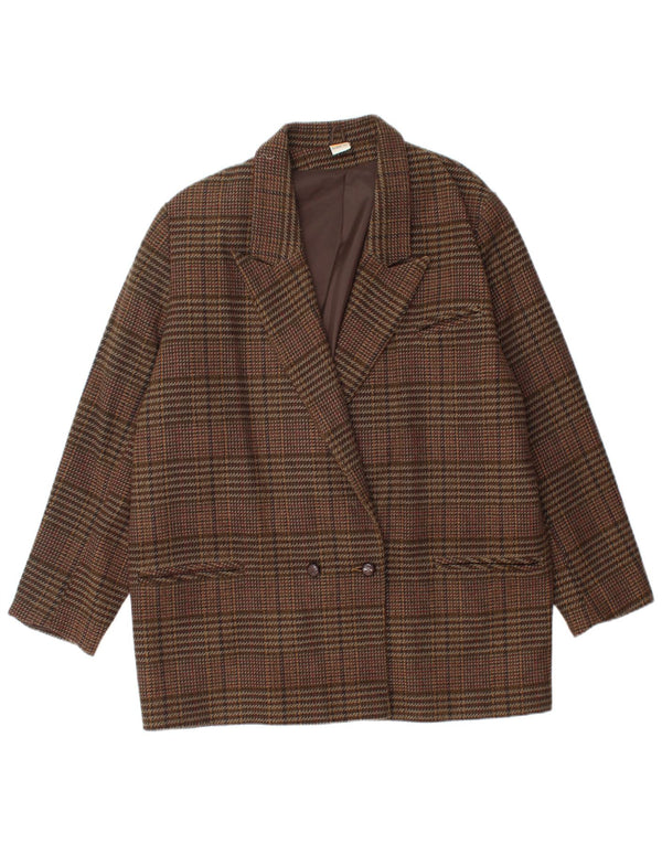 ETAM Chaqueta Blazer de Doble Botonadura para Mujer US 16 2XL Marrón Check Acrílico