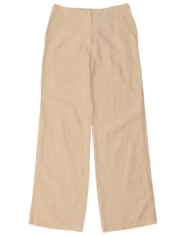 Armani Pantalón chino de pierna ancha para mujer IT 38 XS W28 L32 Algodón beige