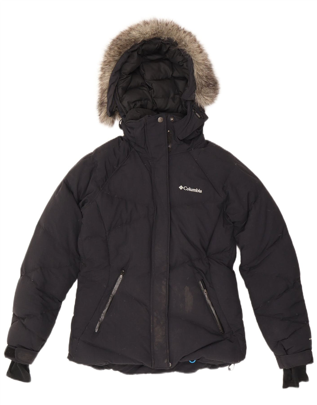 COLUMBIA Chaqueta acolchada con capucha Omni-Heat para mujer UK 10 Small Azul marino Nylon