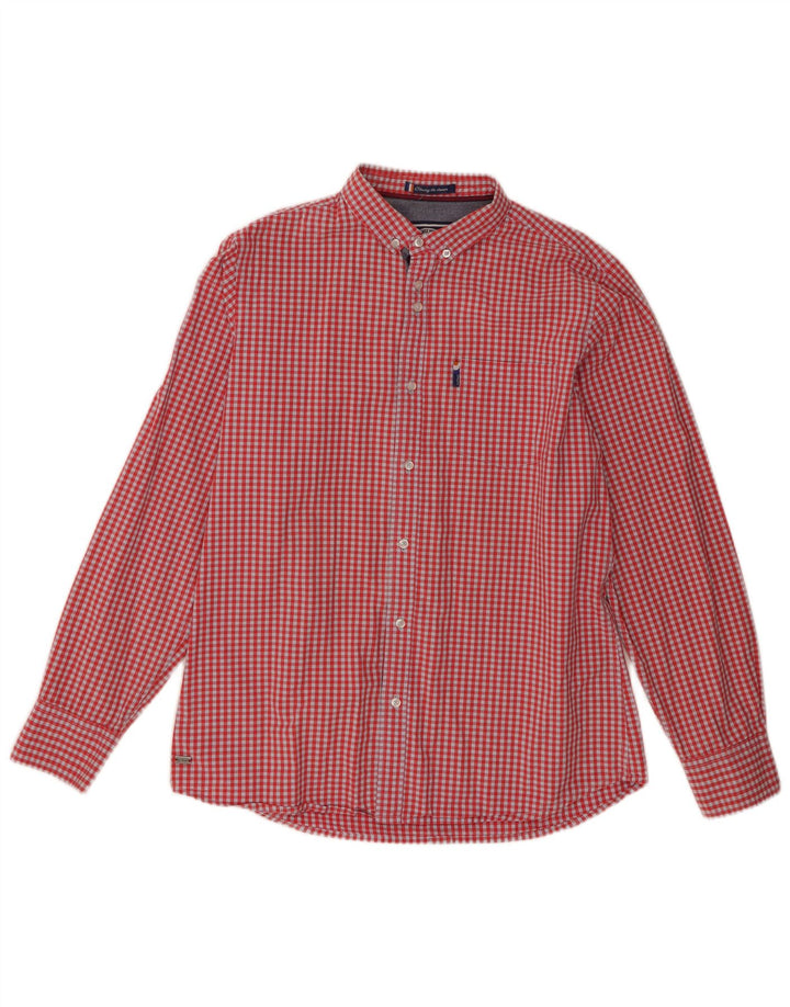 Camisa Le Shark Hombre Grande Algodón Vichy Rojo