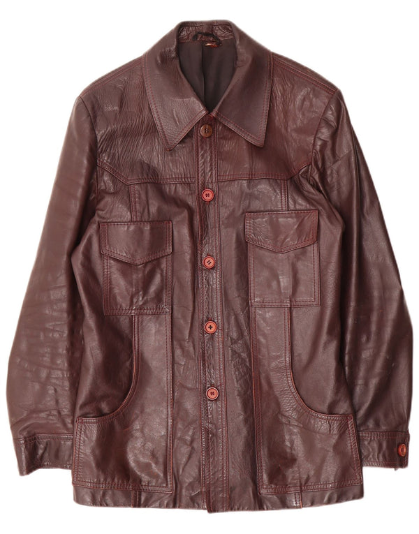 Chaqueta de cuero vintage para hombre Reino Unido 38 Granate medio