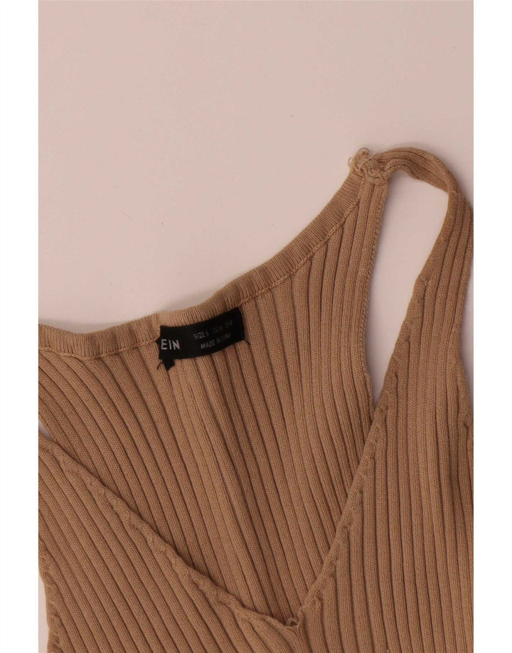 Shein Vestido ajustado sin mangas para mujer UK 8 Small Poliéster beige