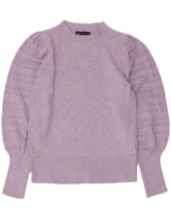 Marks & Spencer Suéter de cuello redondo para mujer UK 10 Small Viscosa púrpura