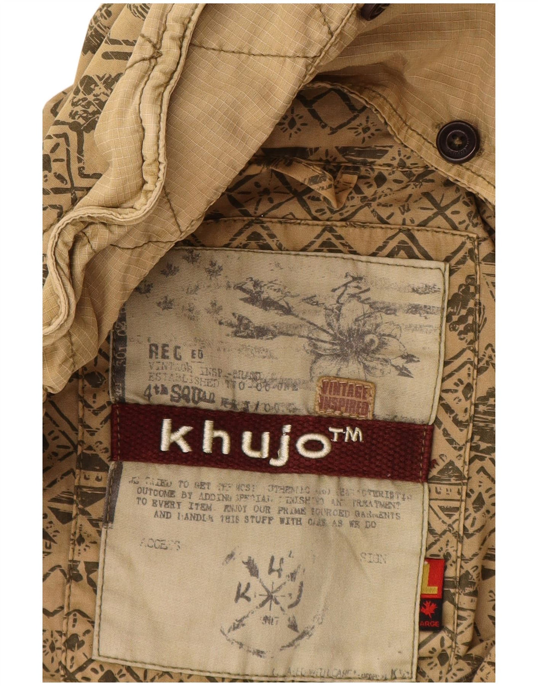 KHUJO Chaqueta Parka con Capucha para Mujer UK 40 Grande Beige Algodón Geométrico