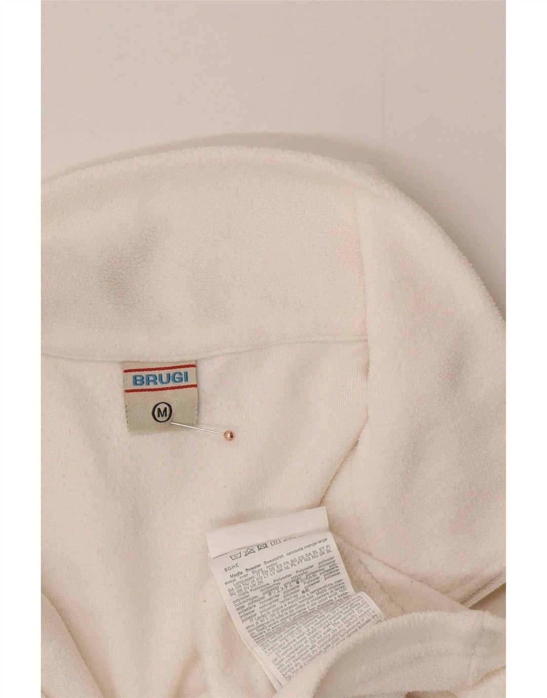 Brugi Jersey de forro polar con cuello y cremallera para mujer UK 44 Poliéster blanco mediano