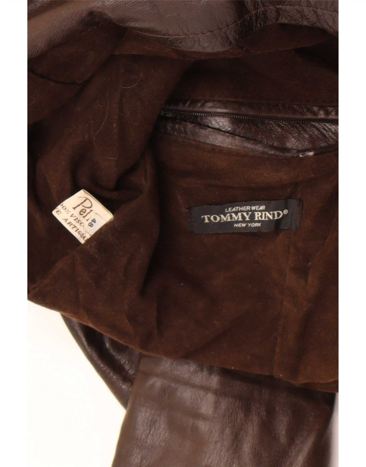 Chaqueta de cuero vintage para hombre IT 48 cuero marrón medio