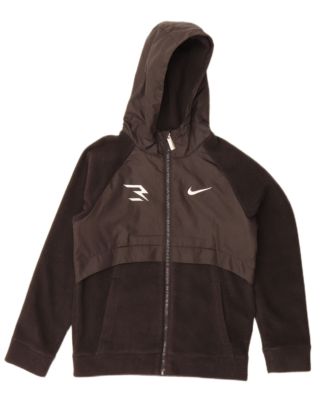 Nike Chaqueta polar con capucha para niños 10-11 años Mediana Negro Poliéster
