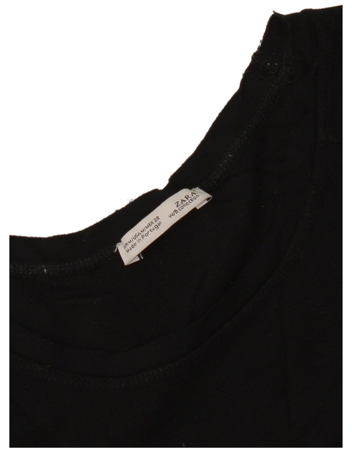 Zara Sudadera extragrande con manga 3/4 para mujer, talla 40, talla M, color negro
