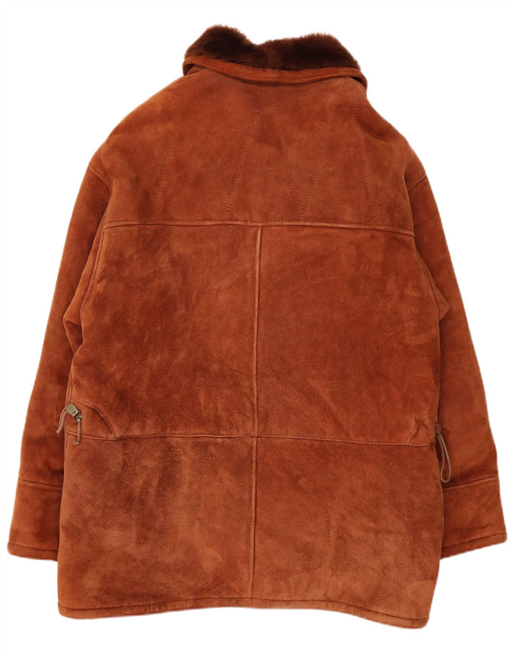 Vintage hombres shearling chaqueta Reino Unido 40 gran marrón shearling