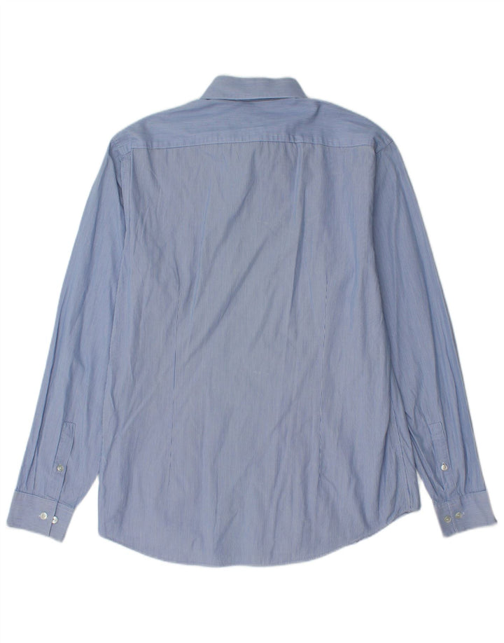 Calvin Klein Camisa ajustada para hombre Talla 40 15 3/4 Raya azul mediana