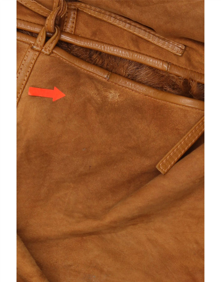 Vintage mujer chaqueta de piel de gran tamaño IT 46 cuero marrón grande