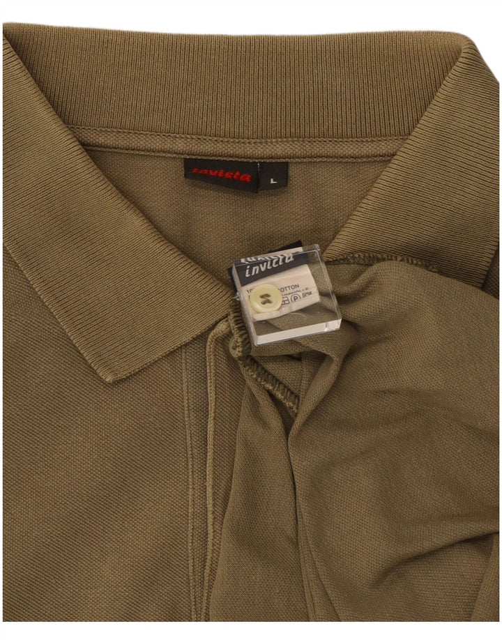INVICTA Polo para hombre grande de algodón caqui