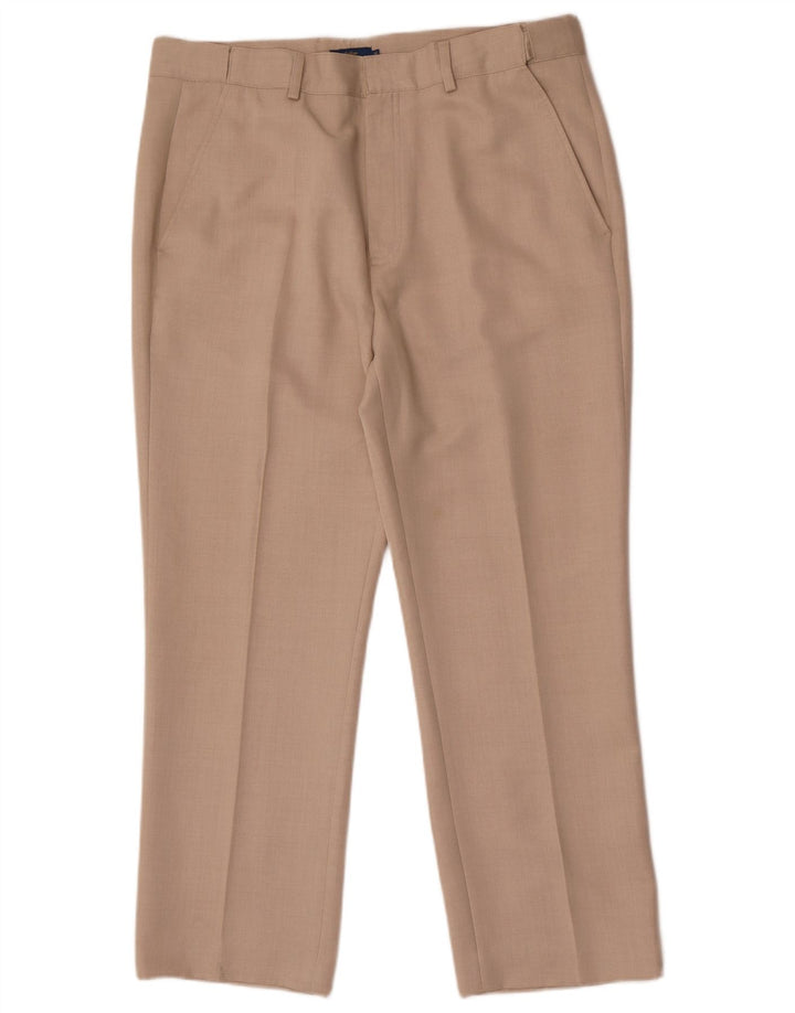 Cotton Traders Pantalón de traje recto para hombre W36 L28 Poliéster beige