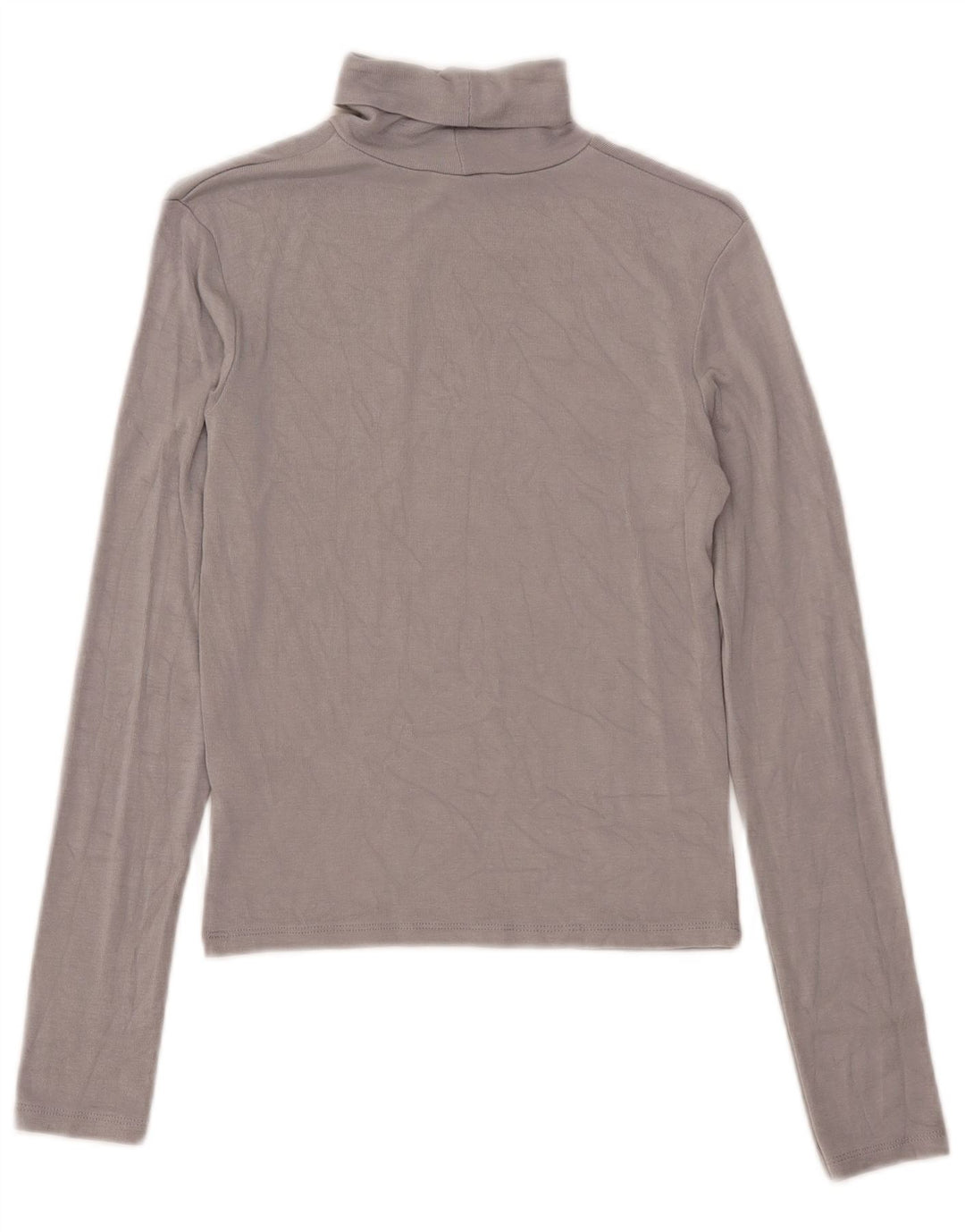 Zara Mujer Crop Top Manga Larga UK 42 Viscosa Gris Medio