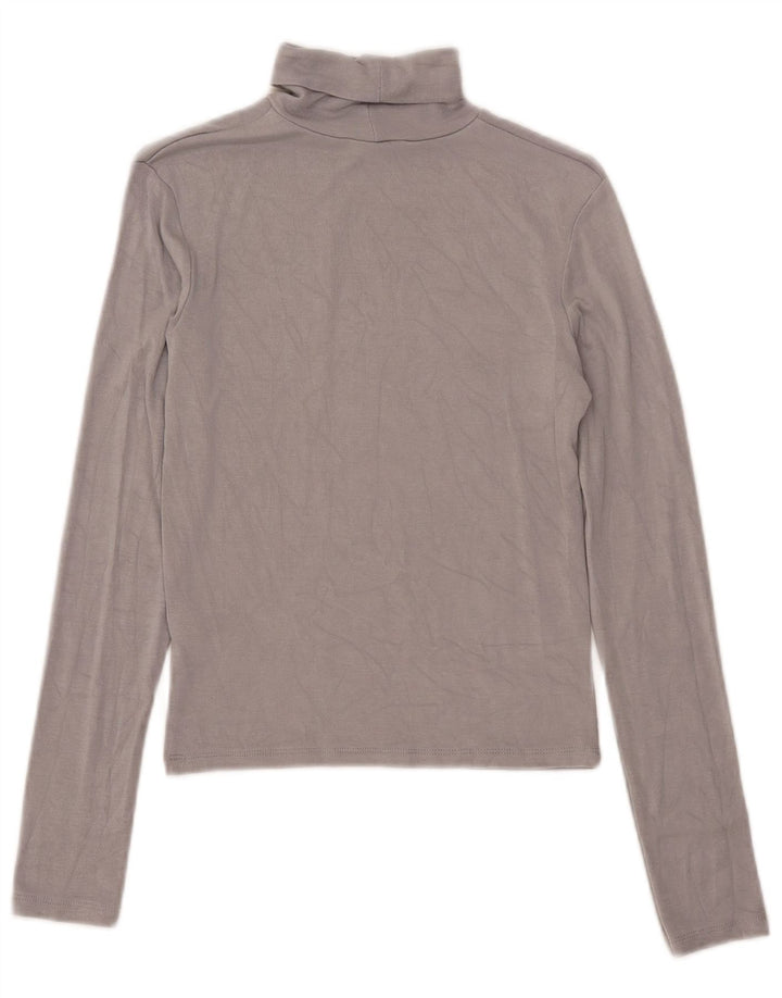Zara Mujer Crop Top Manga Larga UK 42 Viscosa Gris Medio