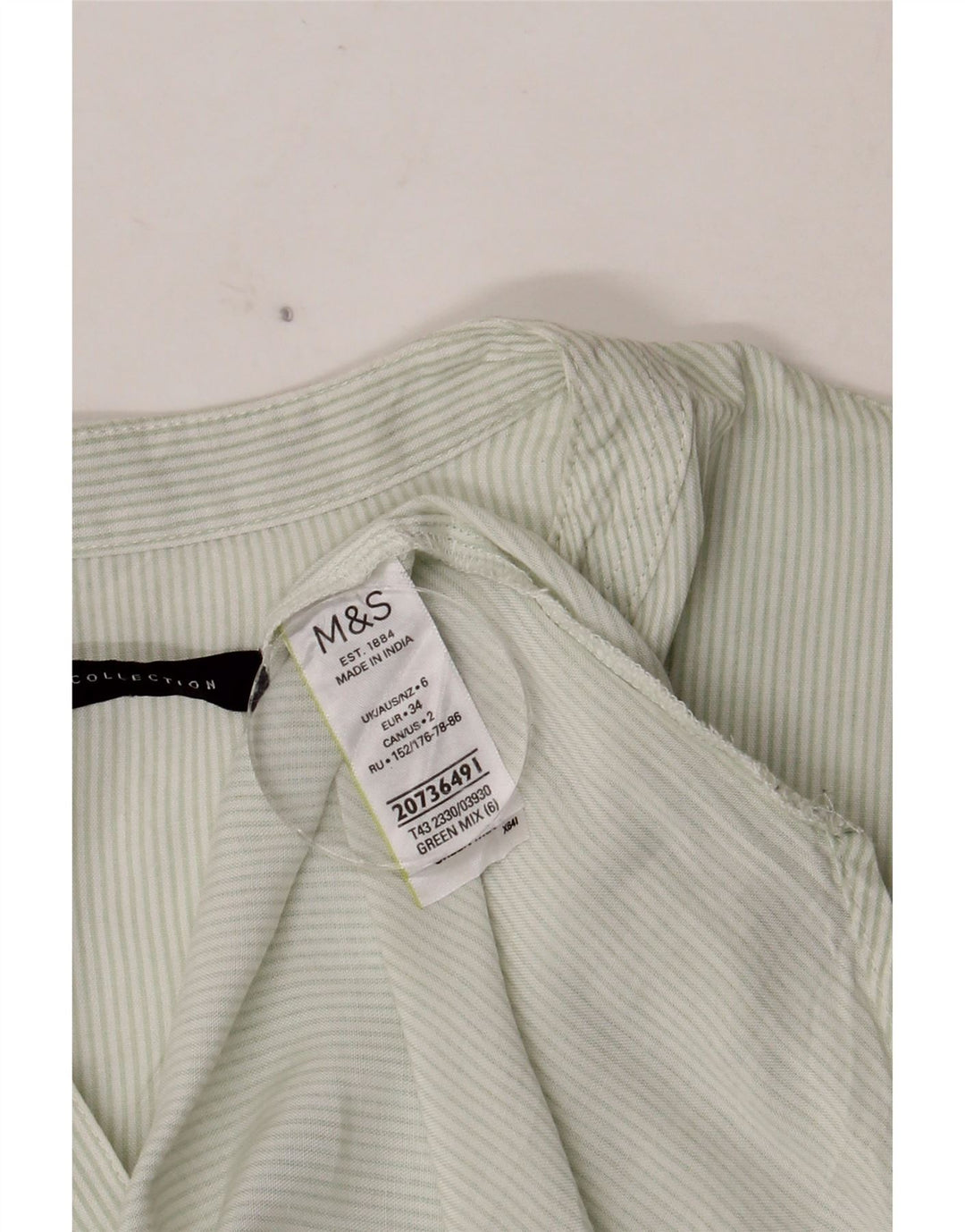 Marks & Spencer Camisa tipo jersey para mujer UK 6 XS Viscosa a rayas verdes