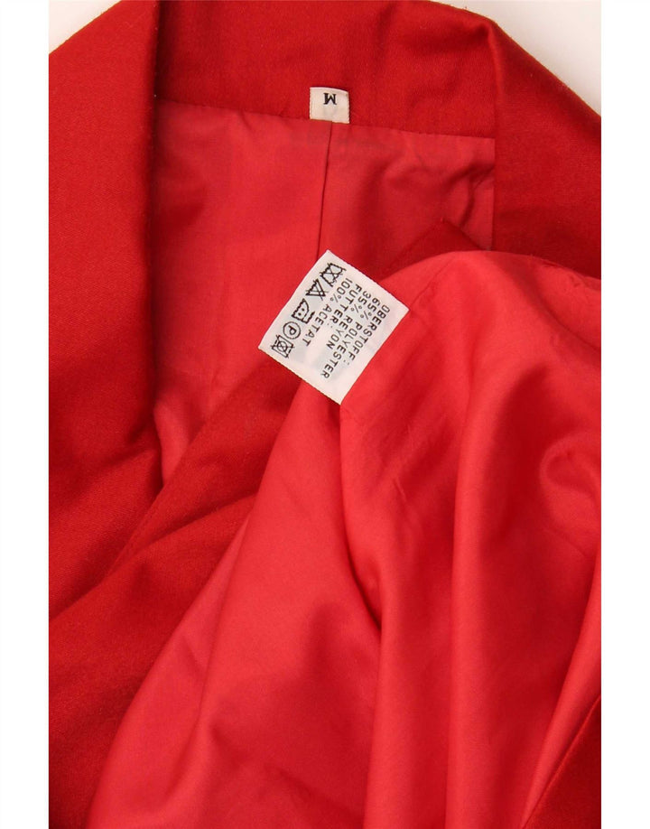 Vintage mujer longline doble pecho Blazer chaqueta Reino Unido 14 rojo medio