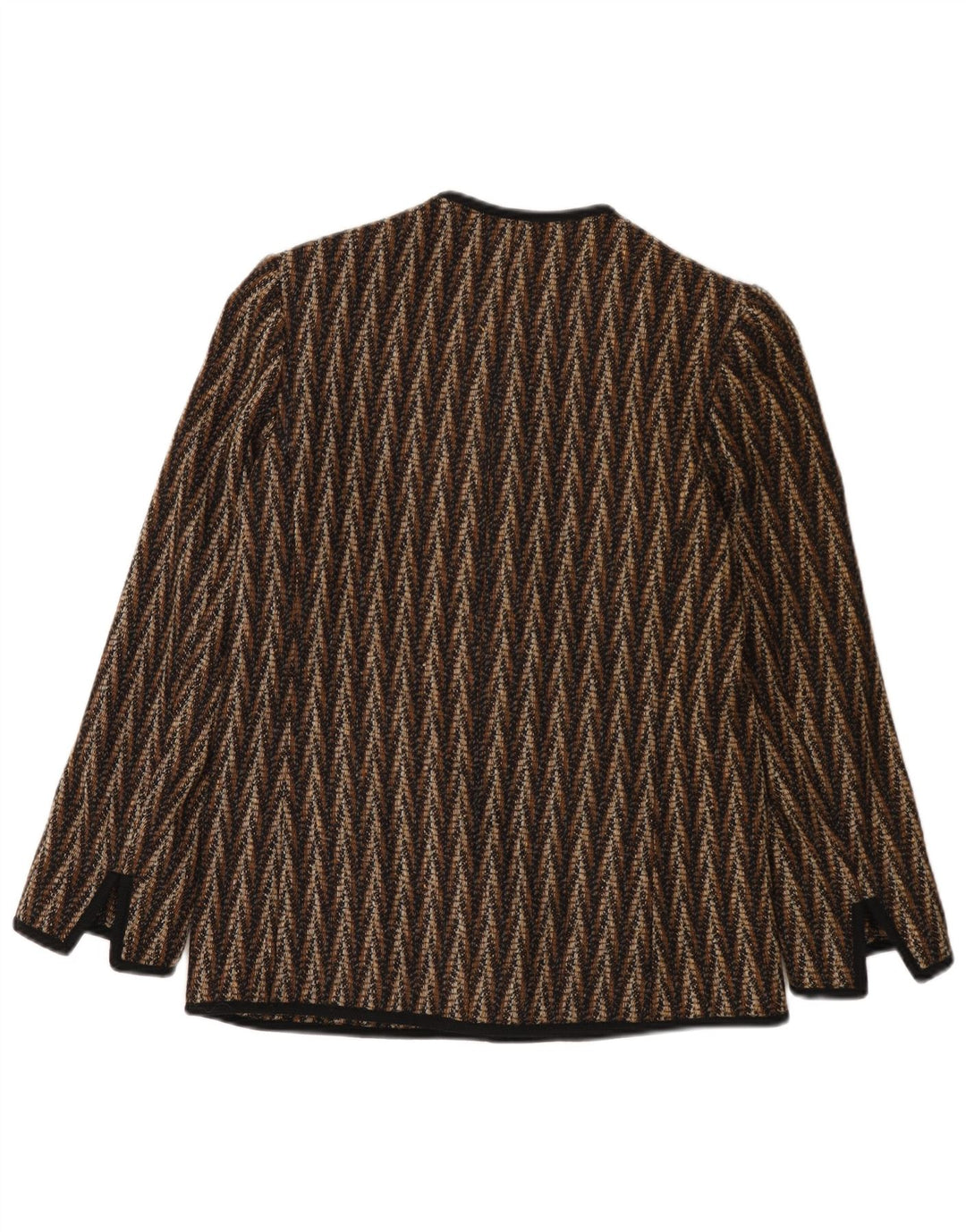 JAEGER Chaqueta tipo blazer de 7 botones para mujer UK 8 Small Brown Chevron Wool