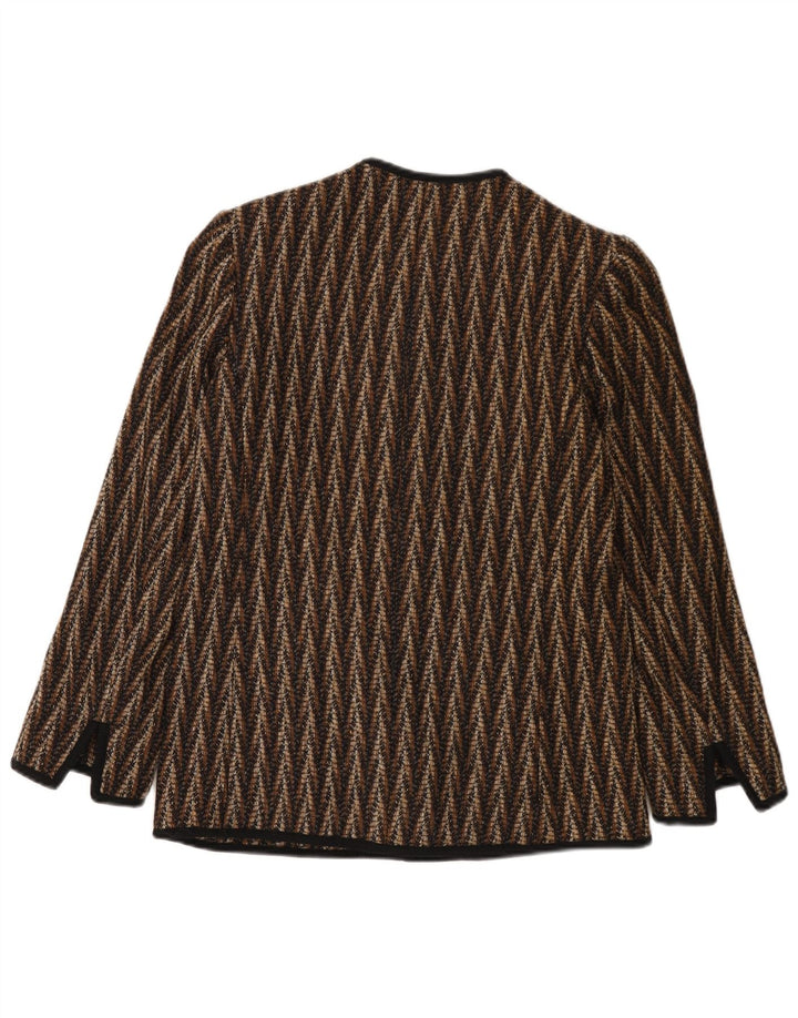 JAEGER Chaqueta tipo blazer de 7 botones para mujer UK 8 Small Brown Chevron Wool