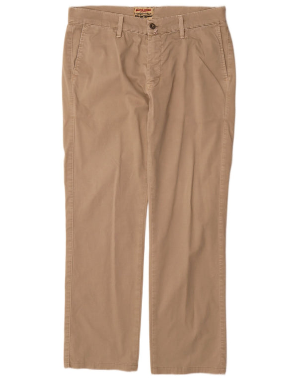 Pantalón chino recto Pierre Cardin para hombre W35 L32 Algodón beige