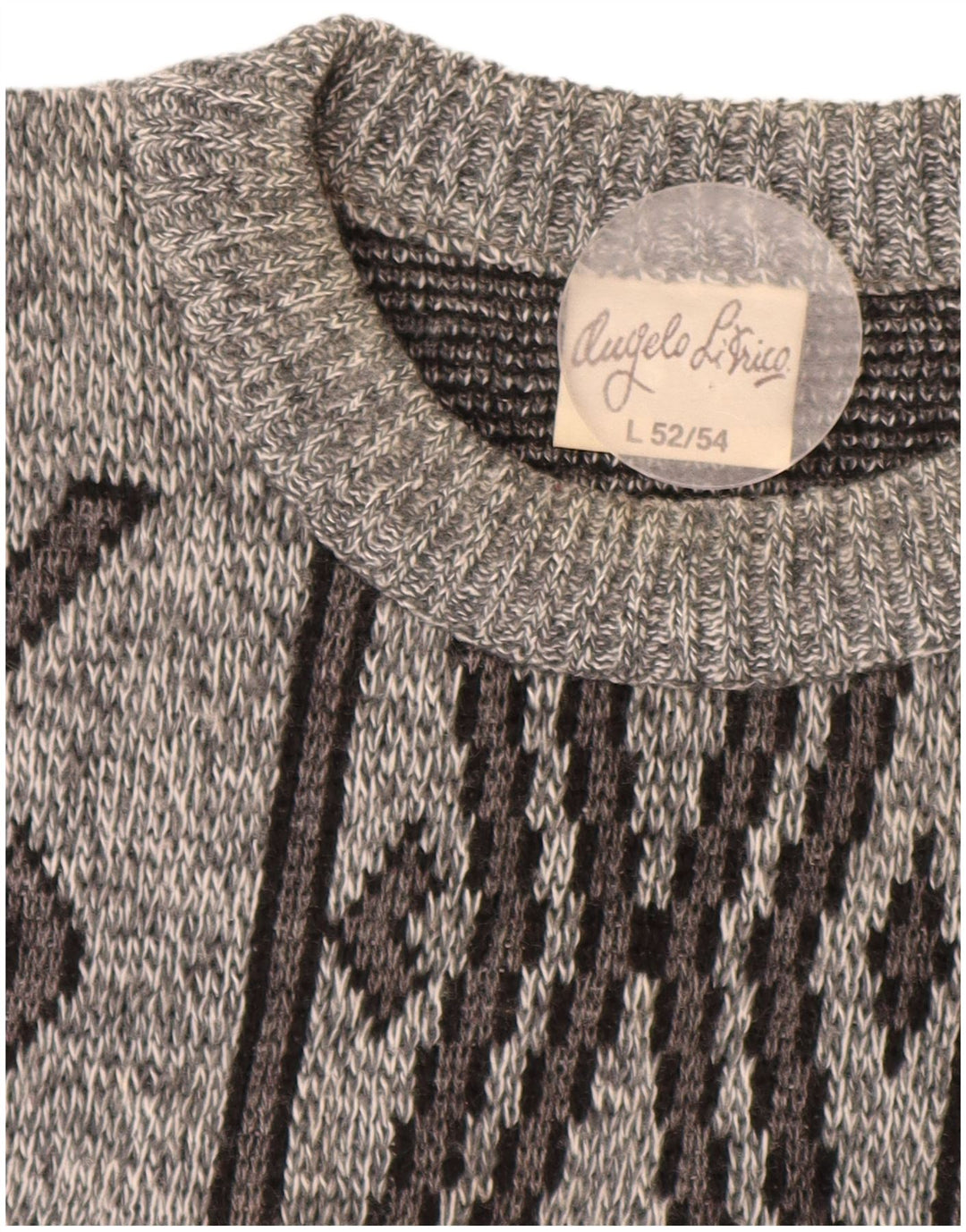 ANGELO LITRICO Jersey de cuello redondo para hombre IT 52/54 Large Grey Geométrico