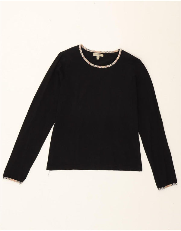 Burberry Top para mujer de manga larga UK 44 Grande Algodón negro