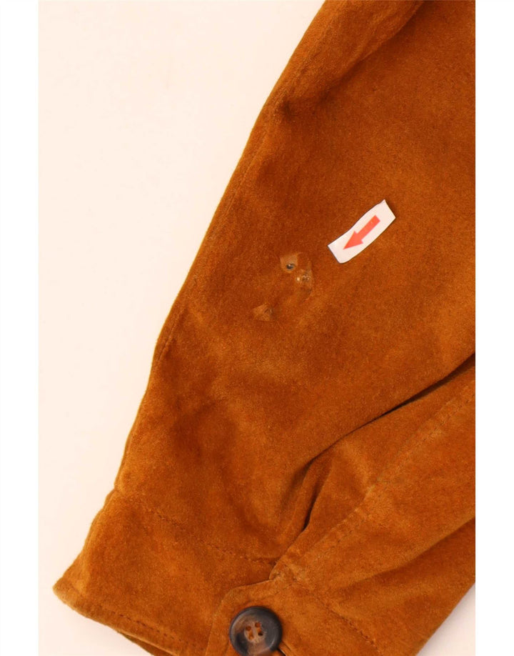 James Dillon Chaqueta bomber de ante para hombre Reino Unido 40 Cuero beige grande