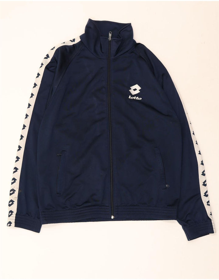 LOTTO Chaqueta superior de chándal con gráfico para hombre Azul marino medio Colorblock