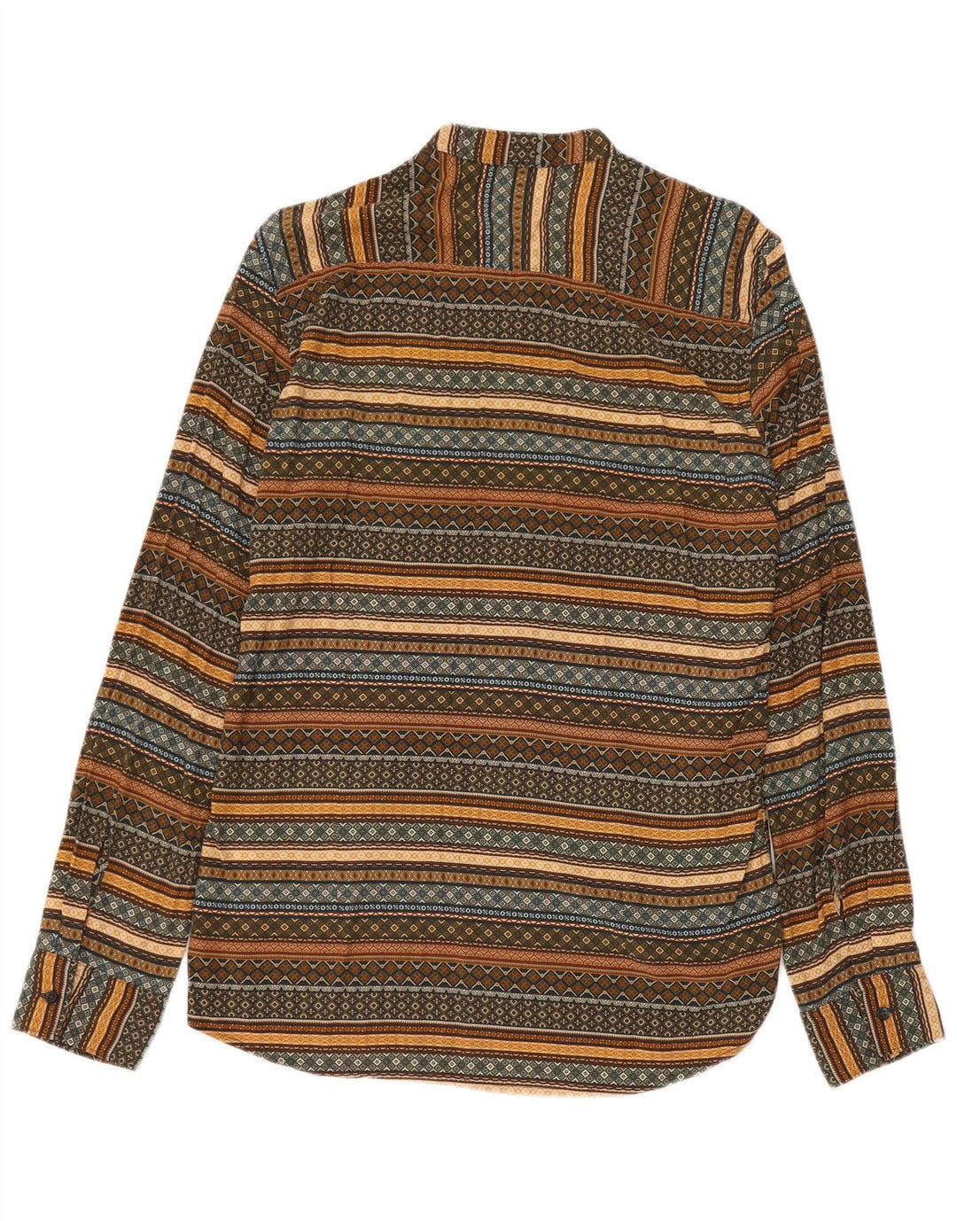 Camisa vintage para hombre Viscosa a rayas caqui medio