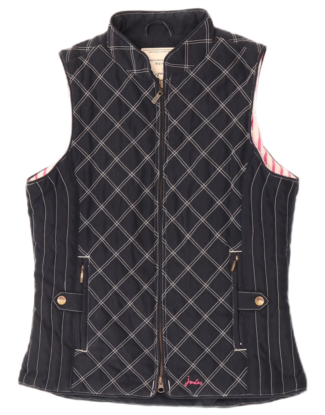Chaleco acolchado para mujer Joules UK 40 Small Azul marino Argyle/Diamond Poliéster
