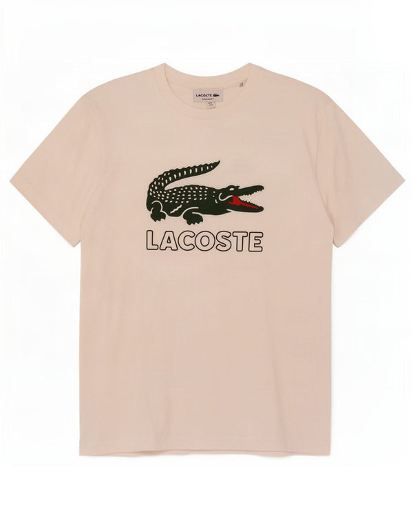 Lacoste Camiseta gráfica de ajuste regular para hombre talla 3 pequeña blanca