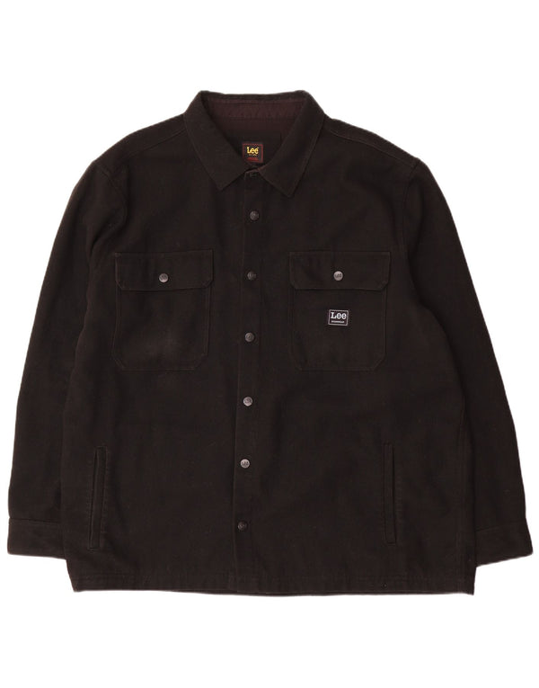 Lee Mens Overshirt Camisa De Franela 2XL Lana Negra