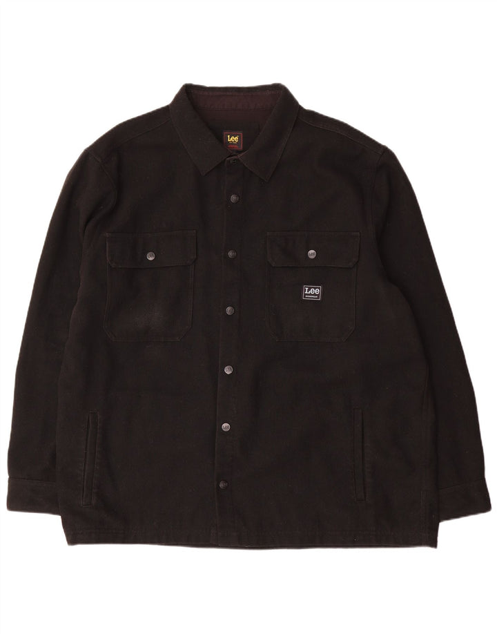 Lee Mens Overshirt Camisa De Franela 2XL Lana Negra