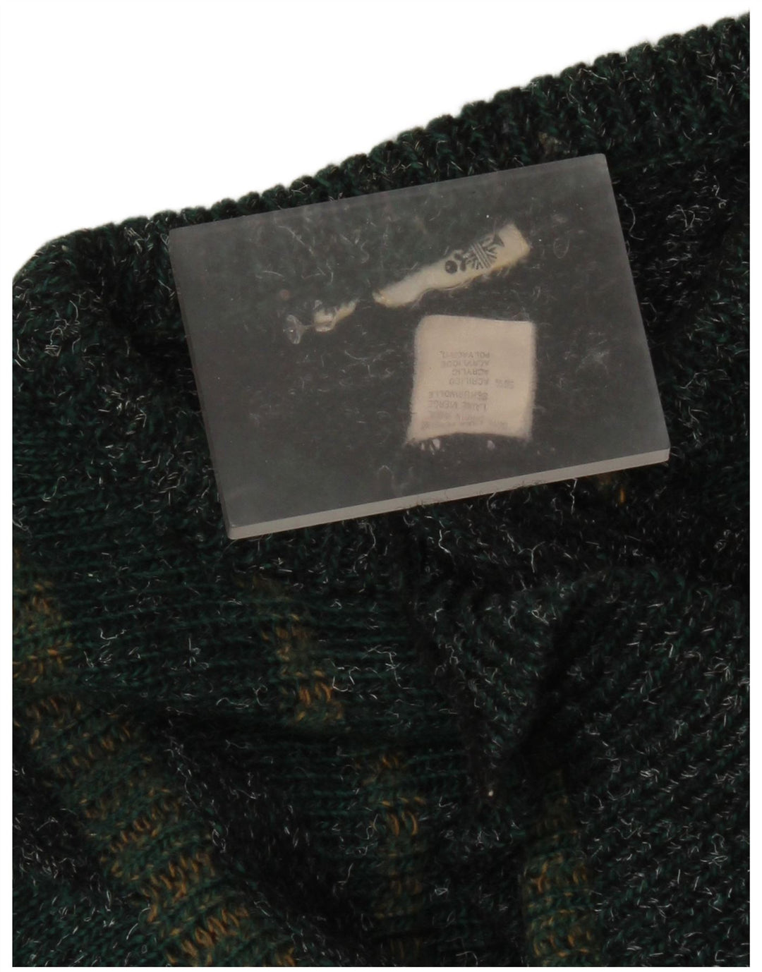 Vintage hombres cuello redondo jersey suéter IT 50 medio verde rayas