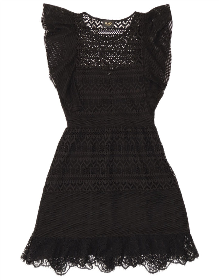 Liu Jo Vestido Acampanado De Ganchillo IT 42 Medio Negro Poliéster