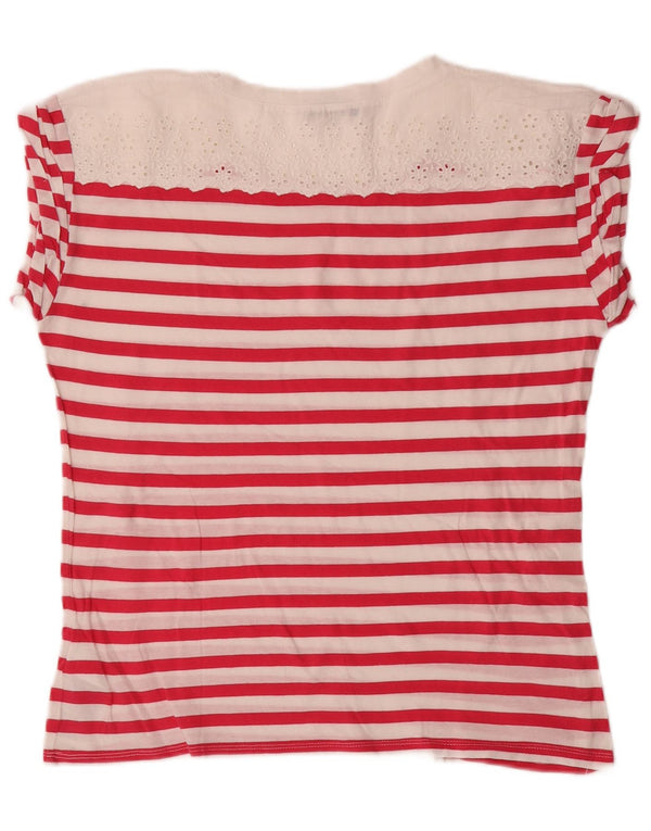 Camiseta Liu Jo para mujer Top UK 44 Algodón a rayas rosa medio