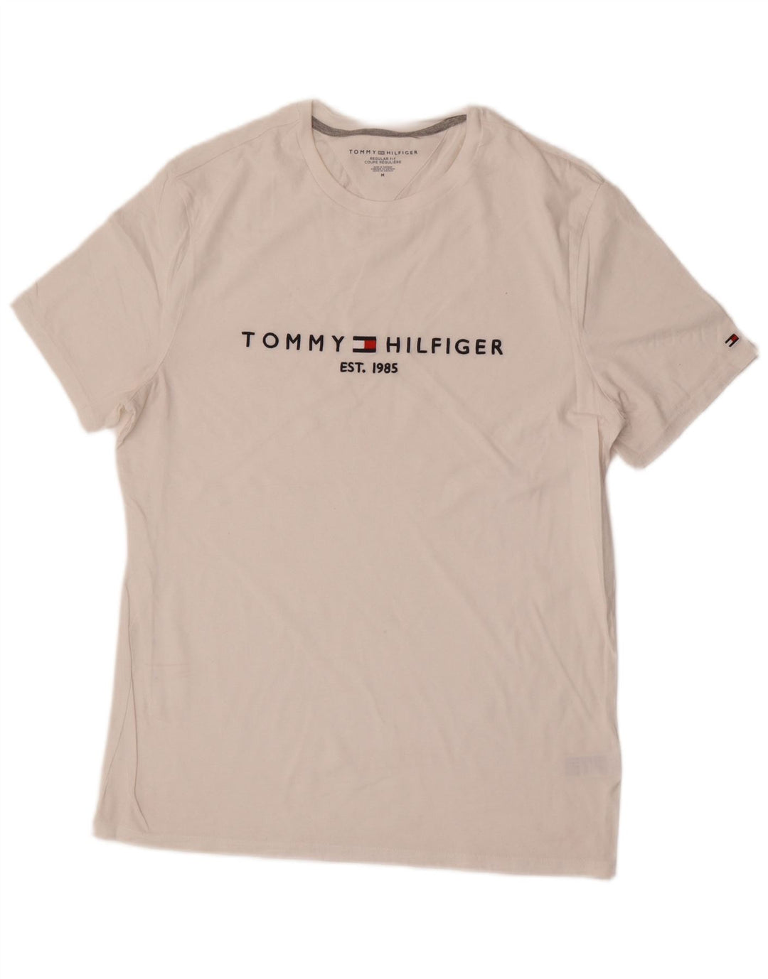 Tommy Hilfiger Camiseta Regular Fit para Hombre Top Medium White Cotton