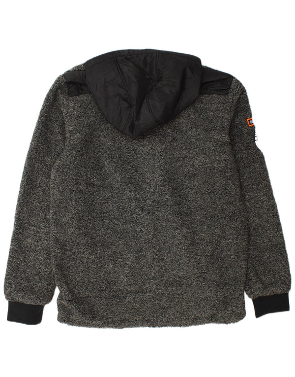 SUPERDRY Chaqueta polar con capucha para hombre ES 44 2XL Gris Poliéster con bloques de color