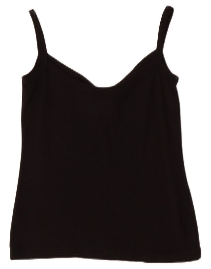 LACOSTE Cami Top para Mujer UK 8 Pequeño Algodón Negro